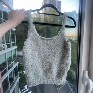 Skims teal fuzzy tank top! Cozy SKIMS loungewear or causal top for summer!